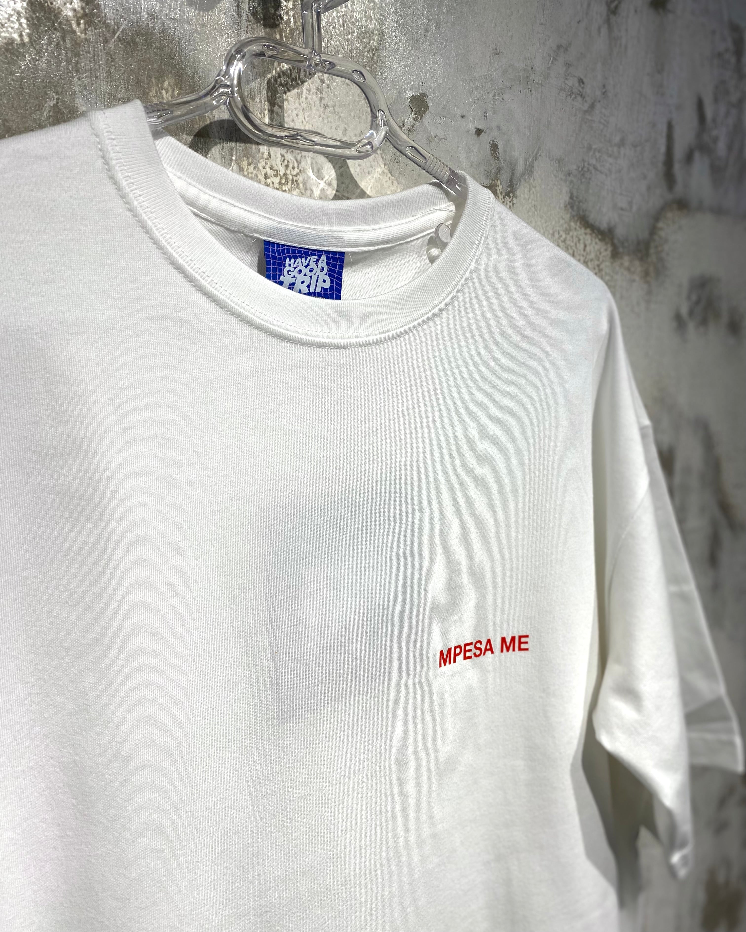 Mpesa Me White T-Shirt with Red Ink