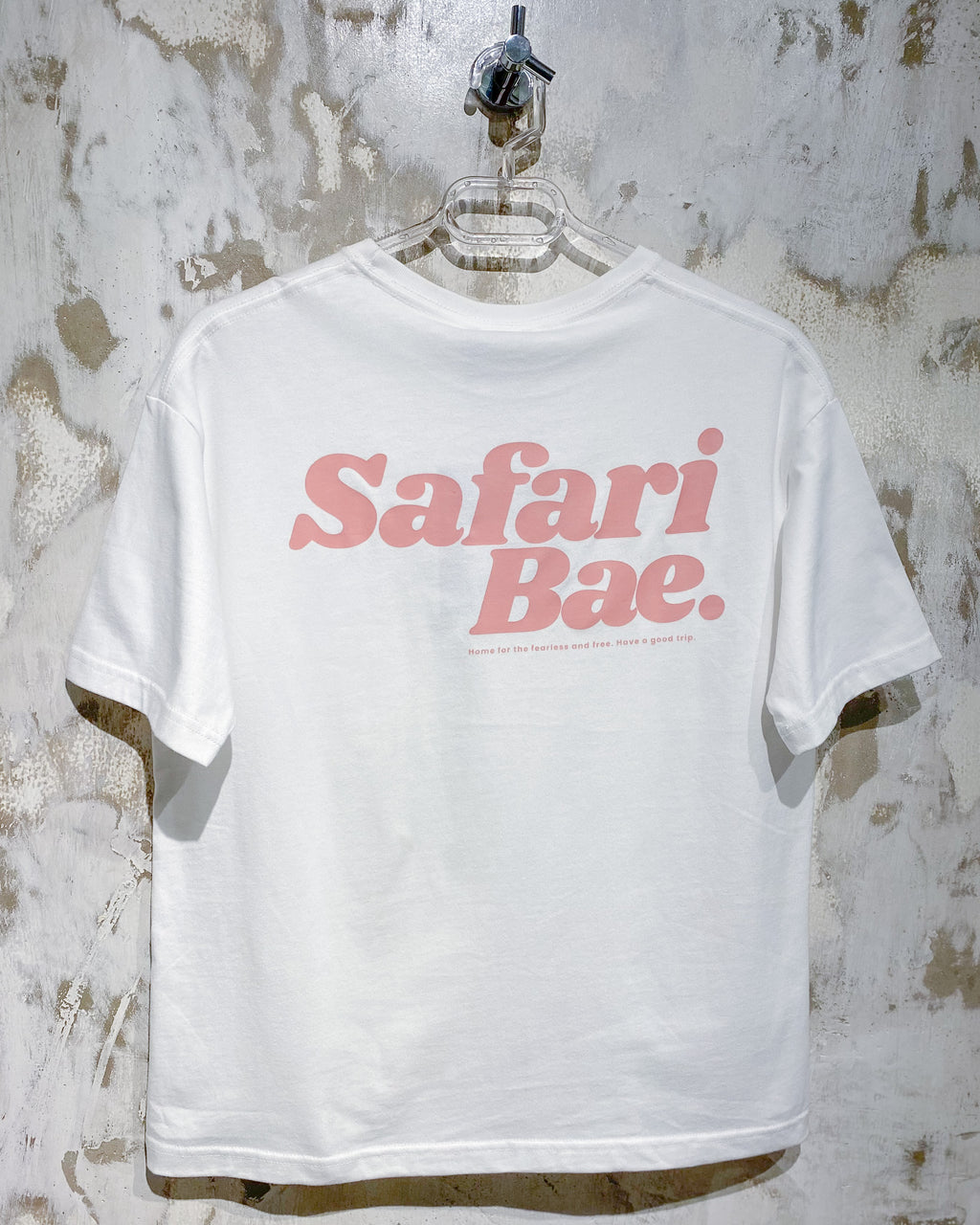 Safari Bae White T-Shirt with Peach Ink